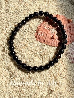 ONYX DAINTY 4mm +Black Beaded Stretch Bracelet